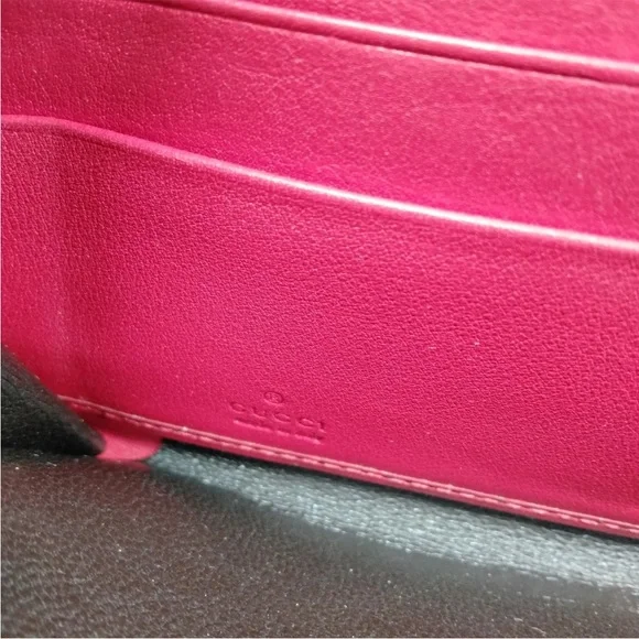 Gucci Red leather micro GG long zip around wallet - Picture 4 of 14